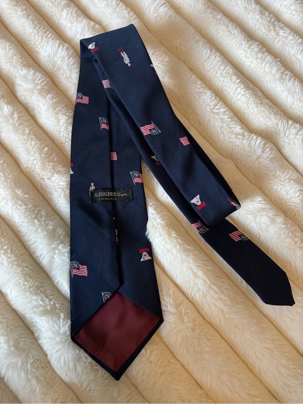 Vintage 1970s Higbee Company Bicentennial Necktie American Flag 1776-1976 Tie